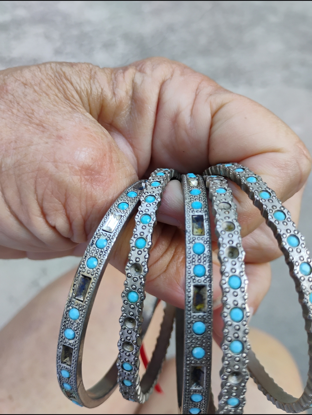 Silver-Tone Bracelets with Turquoise Accents - Women Jewelry